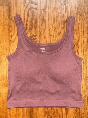 Pro-Fit Mauve Ribbed Padded Crop Tank Large